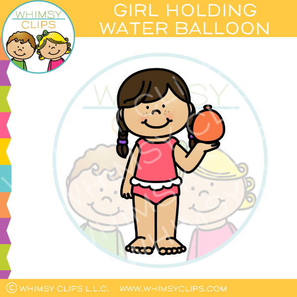 Girl Holding Water Balloon Clip Art