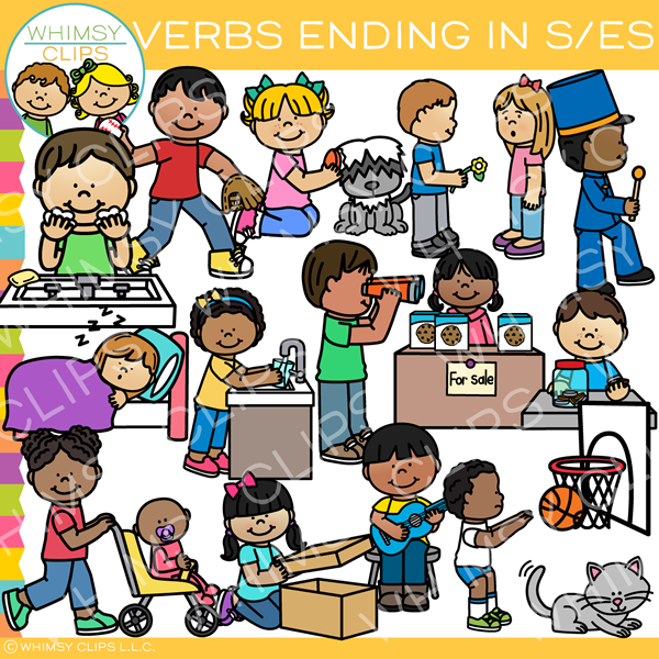 Verbs ending in S and ES Clip Art